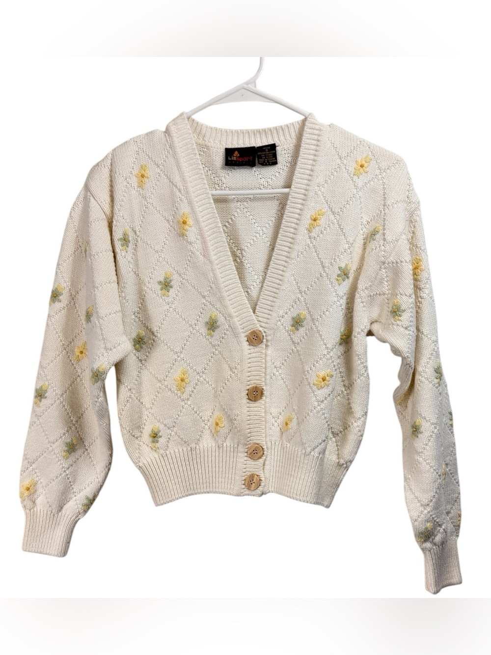 Vintage Size Small Petite White Pastel Floral Cardigan Cotton Cottagecore Fairy